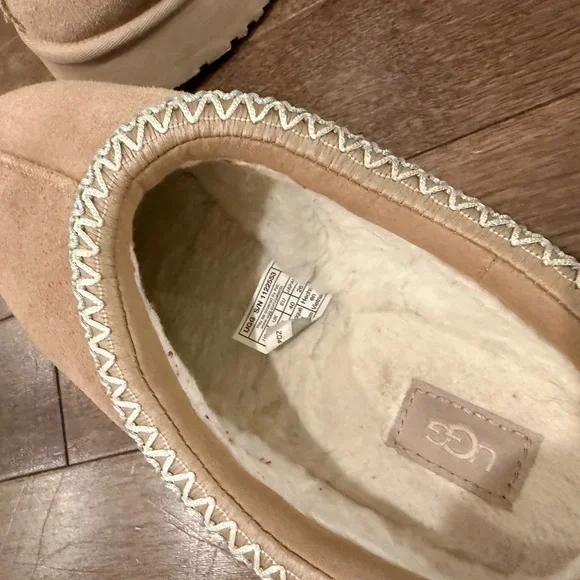 UGG TAZZ PLATFORM Sand/Blue Suede Cozy Slipper sz 9 - Picture 6 of 9